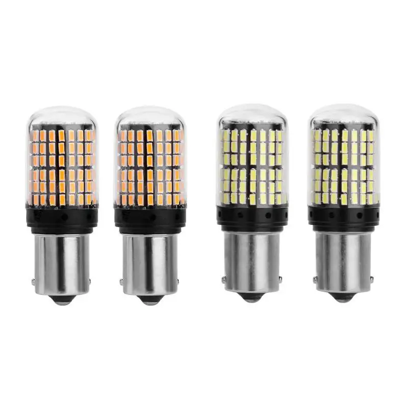 VODOOL 1 Pair 1156 DC 12V 10W SMD3014 144 LED Canbus Car Turn Signal Light Bulbs 360 Degrees