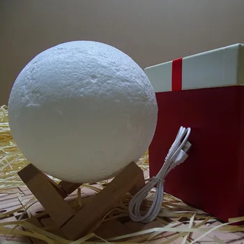 

Rechargeable 3D Print Moon Lamp 2 Color Change Switch Bedroom Bookcase Night Light TN99