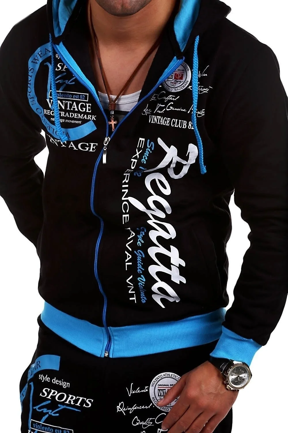 Спортивный костюм для мужчин комплект из 2 предметов Новая модная куртка Спортивная мужская спортивная одежда Деми-сезонная толстовка