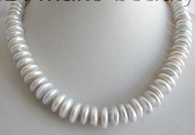 

Wholesale fast 100% Natural jewelry stunning big 13mm white round coin freshwater cultured pearl necklace AAA