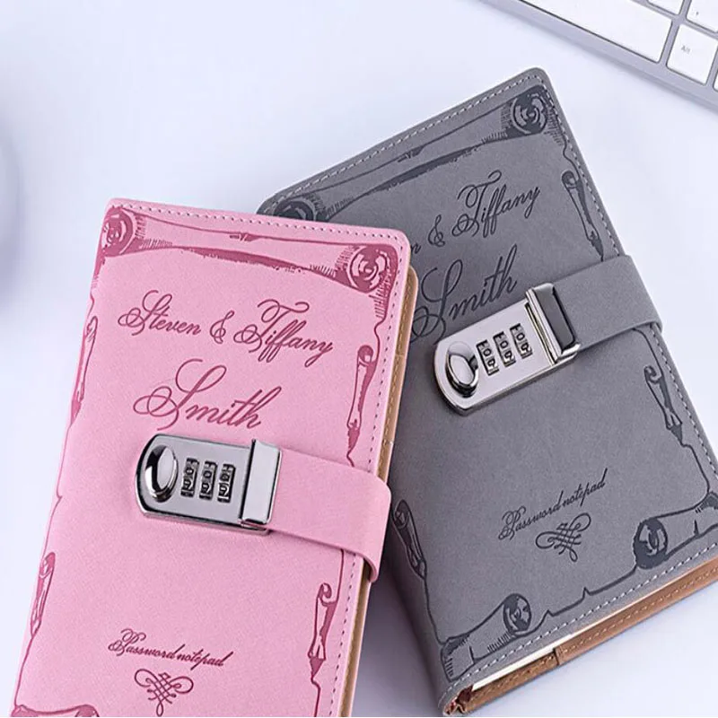 

Thickened retro code book with lock journal student notepad Korean creative hand ledgers stationery notepad