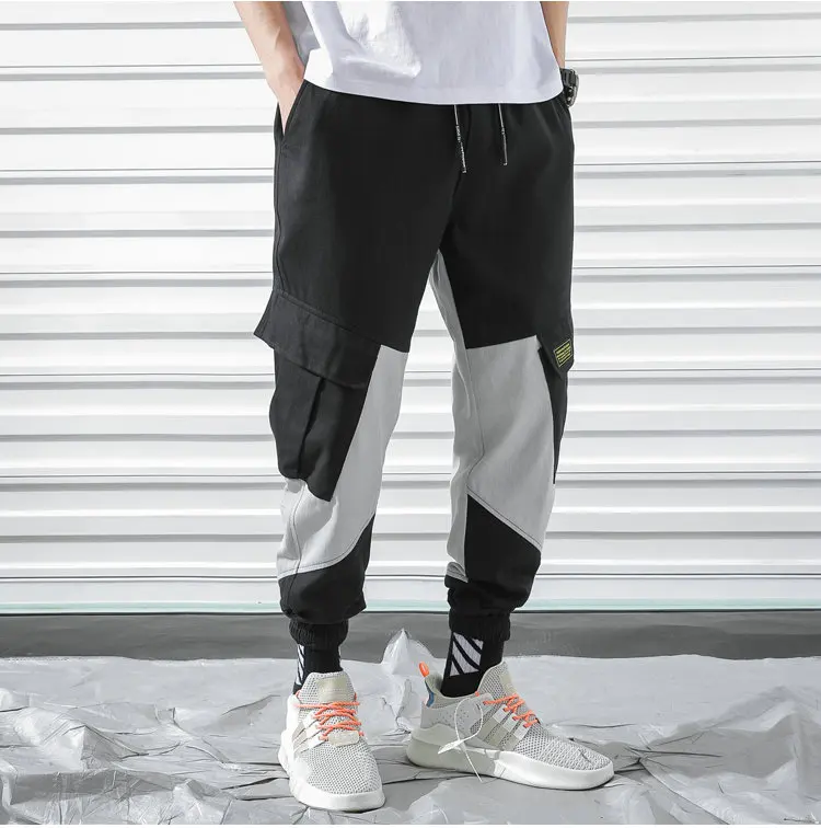 New Cargo Harem Pink Pants Mens Casual Joggers Baggy Trousers Harajuku Streetwear Hip Hop Pants Men Fashionable Sweatpants