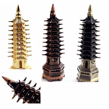 

Chinese Wenchang Nine-story Tower Model Figurines Rise Wealth Fortune Crafts Ornaments Living Room Wine Cabinet Decorations Gift