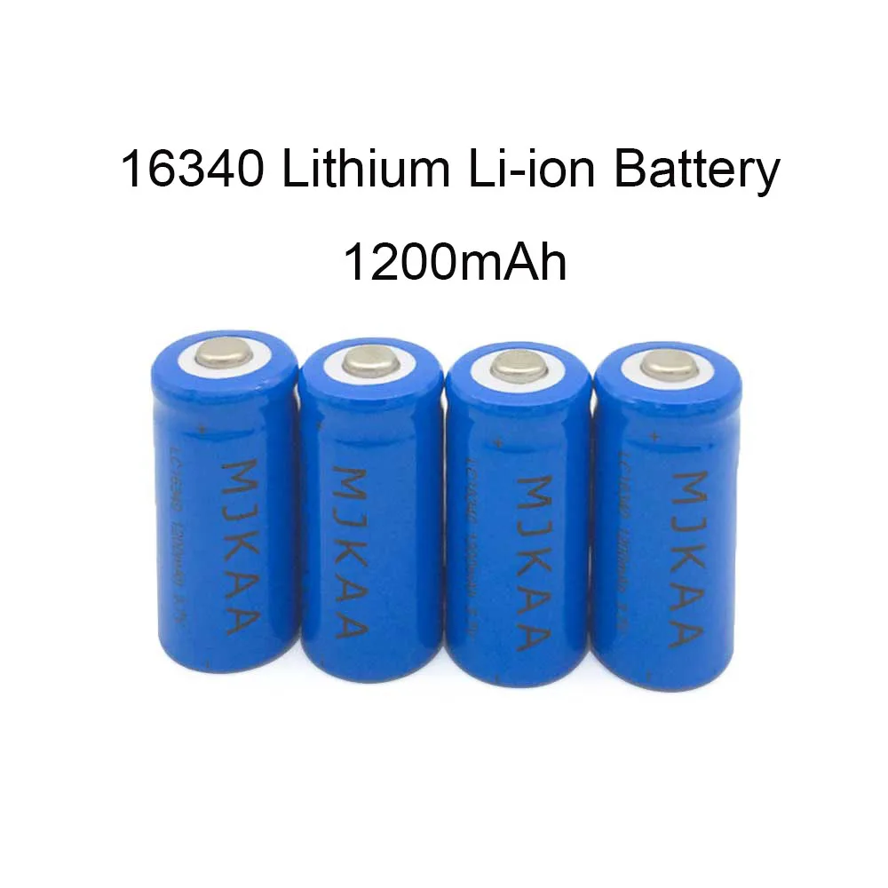 MJKAA 4pcs/lot 1200mAh Lithium Li-ion 16340 Battery CR123A Rechargeable Batteries 3.7V CR123 for Laser Pen LED Flashlight | Электроника