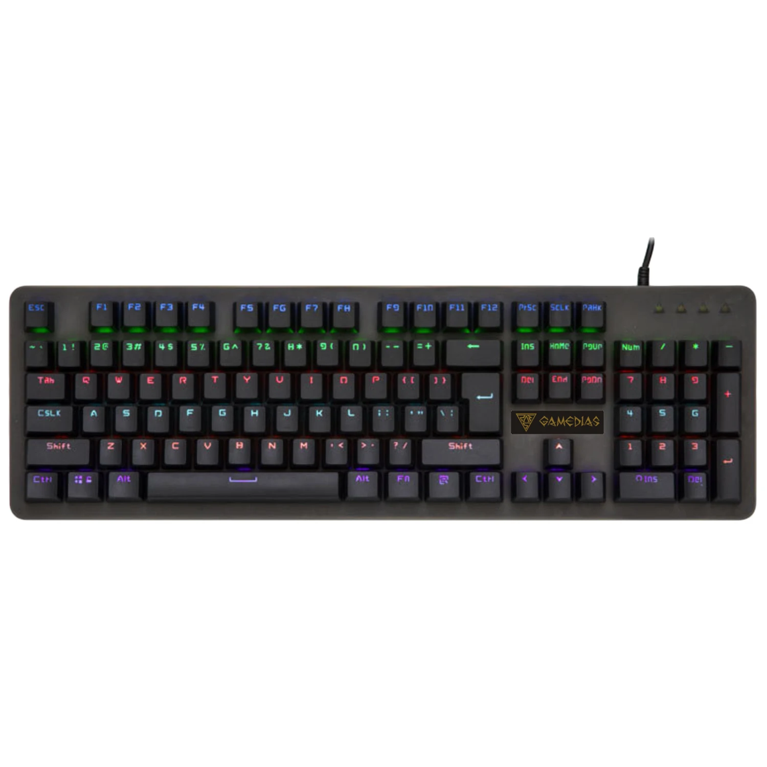  Elisona Mechanical 104 Key USB Wired Rainbow Backlit Waterproof Blue Switch Gaming Keyboard Compute