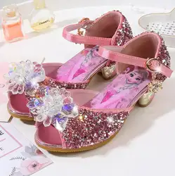 Для девочек; сандалии со стразами и ремешками; розовый Латинская танцевальная обувь От 5 до 13 лет летние туфли на высоком каблуке туфли