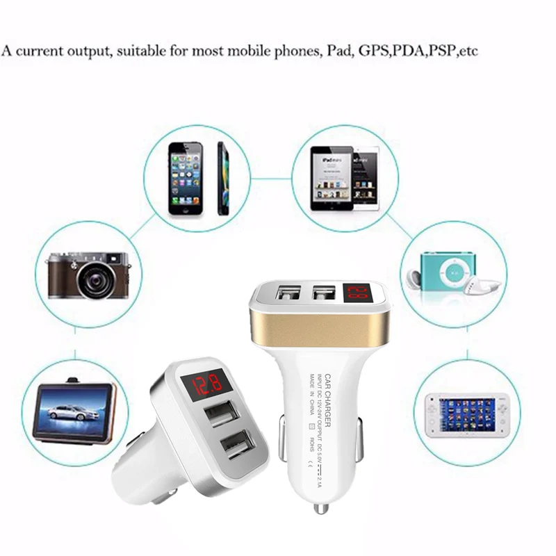 Автомобильный прикуриватель power Dual USB адаптер питания с экраном дисплея