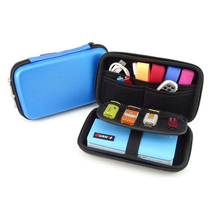 2,5 дюймов Жесткий кожаный EVA Кабельный органайзер сумка для переноски HDD USB флешка SD карта телефон power Bank 3DS сумка для хранения - Цвет: Синий