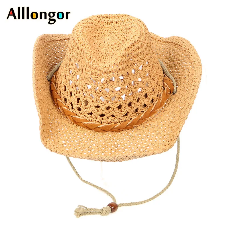 

Summer 2020 Western Cowboy hat Men Women Straw Hat Outdoors wide brim Cap Sun Protection Unisex Beach Hats Sunhat