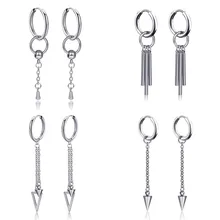 Класс KPOP нержавеющая сталь серьги-гвоздики с треугольниками с кисточками Очаровательная подвеска для Для женщин модные подарочные украшения для ушей 2 шт