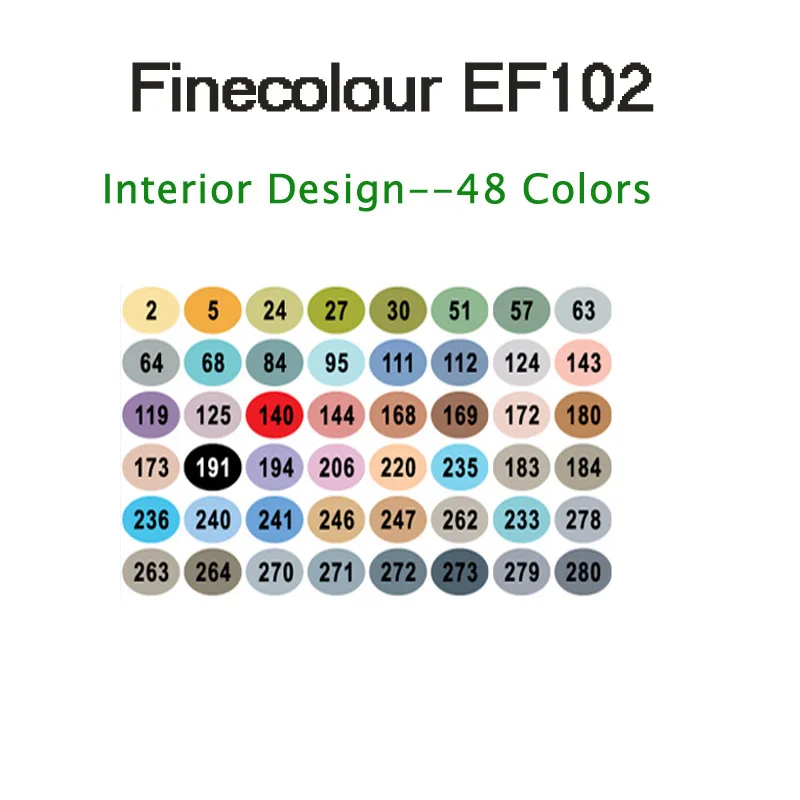 Finecolour EF102 двухсторонняя кисть для рисования 36/72/160 мягкая фломастера рисовать Архитектура/одежда/Промышленность/Дизайн интерьера - Цвет: 48 interior EF102