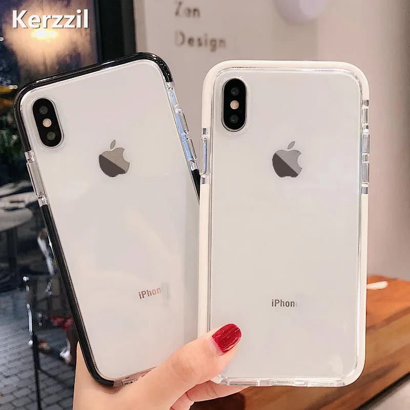 

Clear Transparent TPU Soft Case For iPhone XS Max XS XR X Candy Color Anti-Knock Back Cover Phone Case For iPhone 7 6 S 8 Plus
