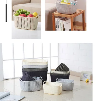 

Storage Basket PP Plastic Hollow Desktop Snacks Finishing Storage Box Clothing Imitation Rattan Large Capacity Storage Basket