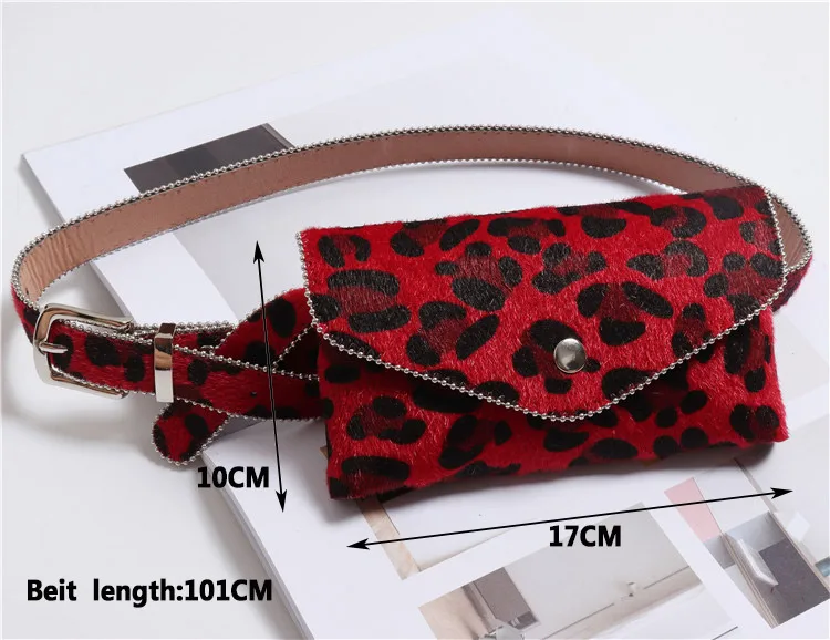 leopardo saco de cintura moda rebites cinto