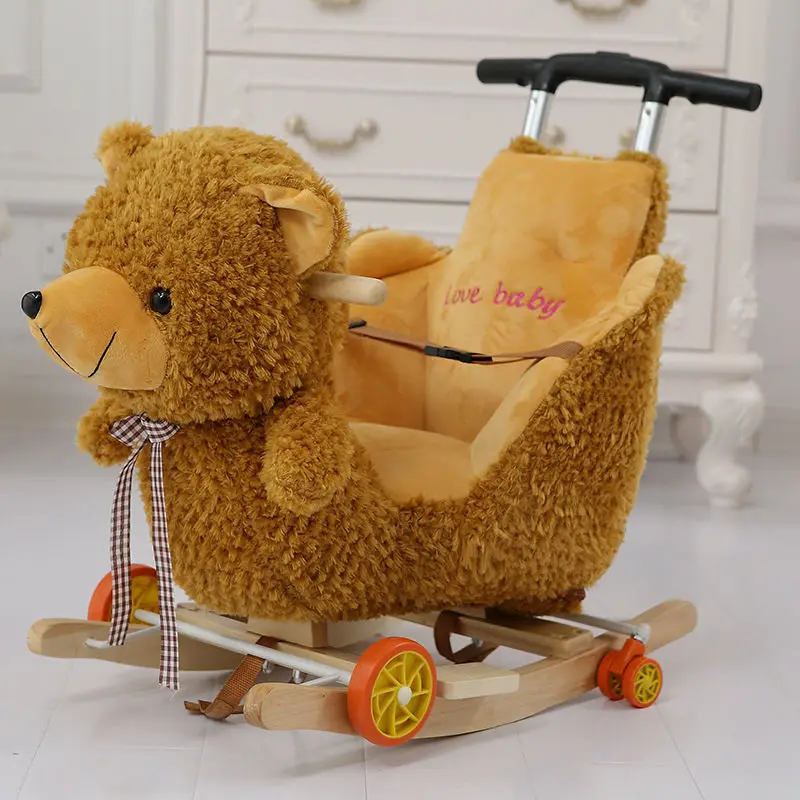 Multi-função de Madeira Animal de Pelúcia Cavalo de Balanço Cadeira de Balanço Carrinho de Bebê Unicórnio Elefante Mickey Trojan Brinquedo Criança & 6 Filmes e TV
