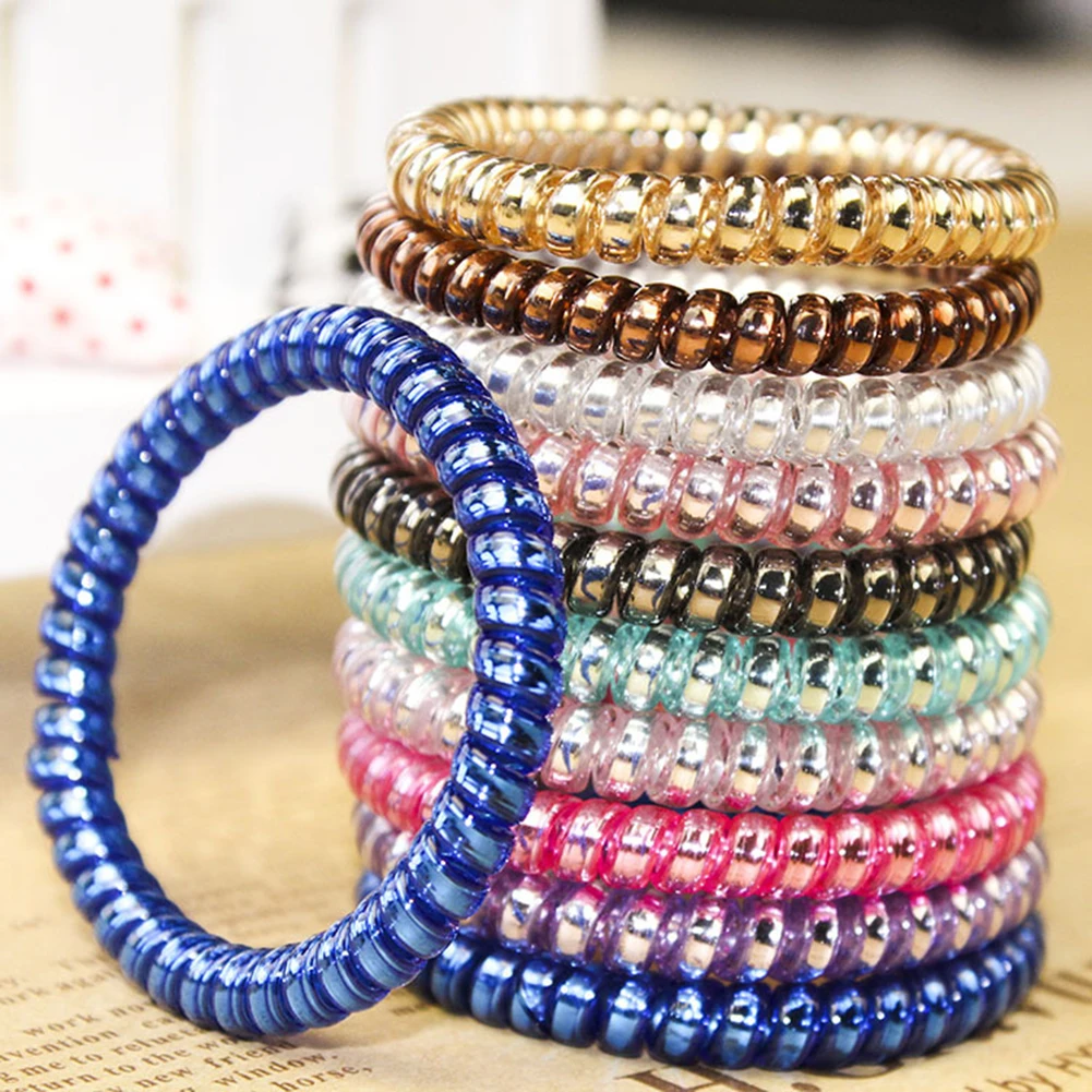 

2019 fashion Telephone Cord Women Headwear Elastic Rubber Bands Girls Gum Ponytail Holders girls Hair Accessories scrunchie