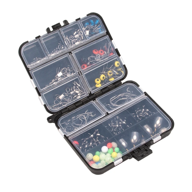 

160PCS Fishing Accessories Set Jig Hooks Sinker Swivel Bead Fish Terminal Tackle