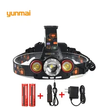 8000lm светодиодное освещение фара T6+ 2LED фары фара Кемпинг Рыбалка свет+ 2*18650 Батареи машины eu/US/AU/UK зарядки