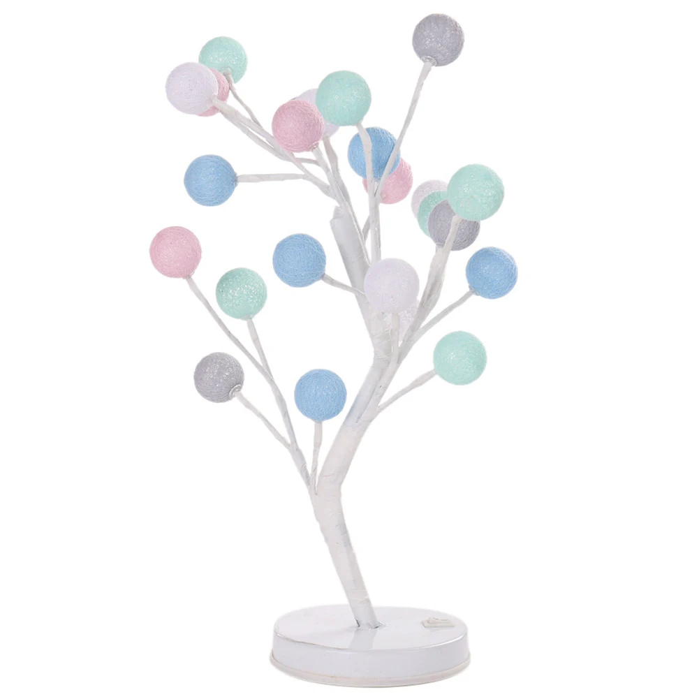 

Potted Tree Shape Decorative 24LED Night Cotton Ball Bedroom Desktop Lamp