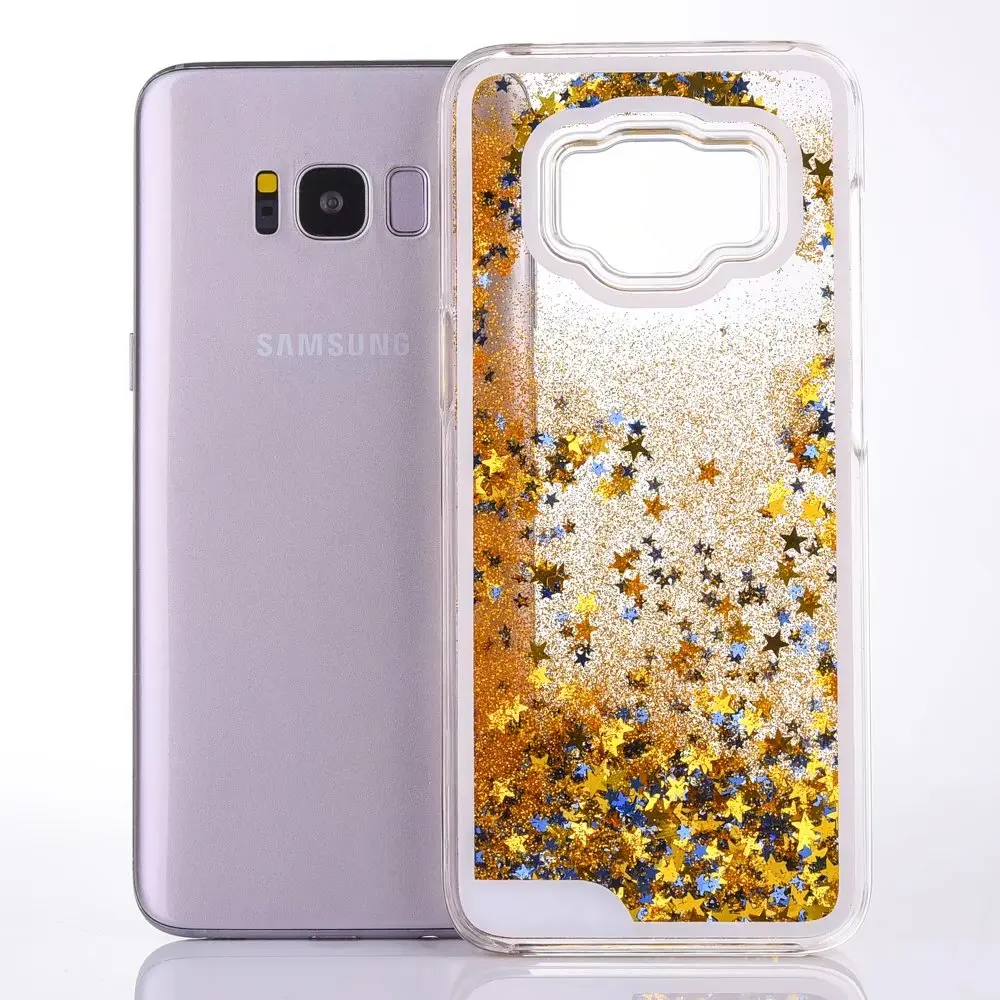 С блестками жидким песком чехол сверкающий с для samsung Galaxy s8 твердый прозрачный
