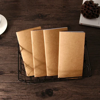 10pcs/lot Vintage Traveler's Notebook Blank Kraft Paper Book Diary Notebook 110mmx210mm vintage leather notebook key design vintage cowhide paper retro straps diary doodle book notepads diary