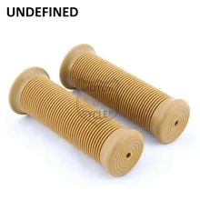 Высокое качество желтовато-коричневый мотоцикл Запчасти в ретро-стиле с полосками из чёрно-мягкая резина 7/" ручками ручка для Honda Yamaha определено