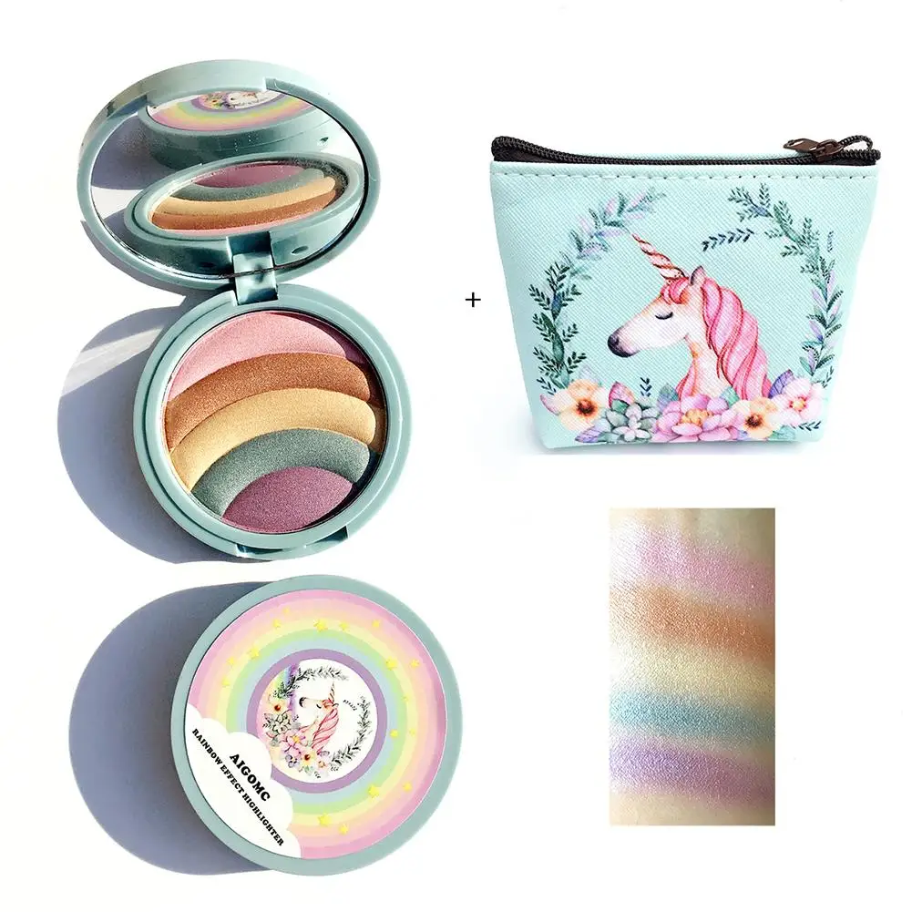 

5 Colors Shimmer Matte Eyeshadow Tray Eye Shadow Palette Rainbow Powder Base Makeup Pan-Box With Mirror Cosmetic Bag Makeup Set