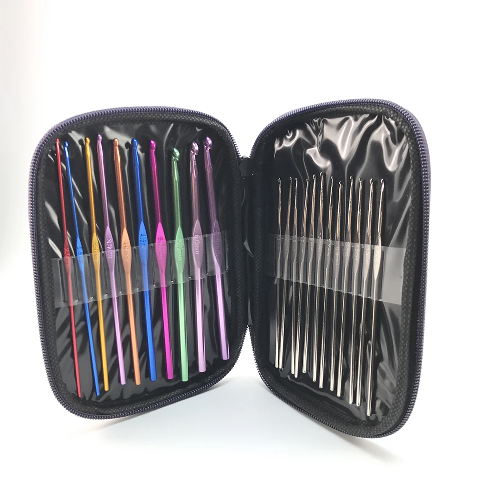 22 шт. набор многоцветных алюминиевых крючков для вязания крючком, спицы для вязания, пряжа для шитья, инструменты для шитья, крючки для вязания, спицы для вязания
