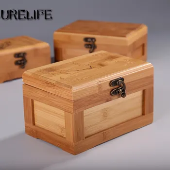 

Wooden Jewelry Box With Lock Rings Necklace Trinket Storage Case Holder Makeup Organizer Women Gift Decoration Chinese Style