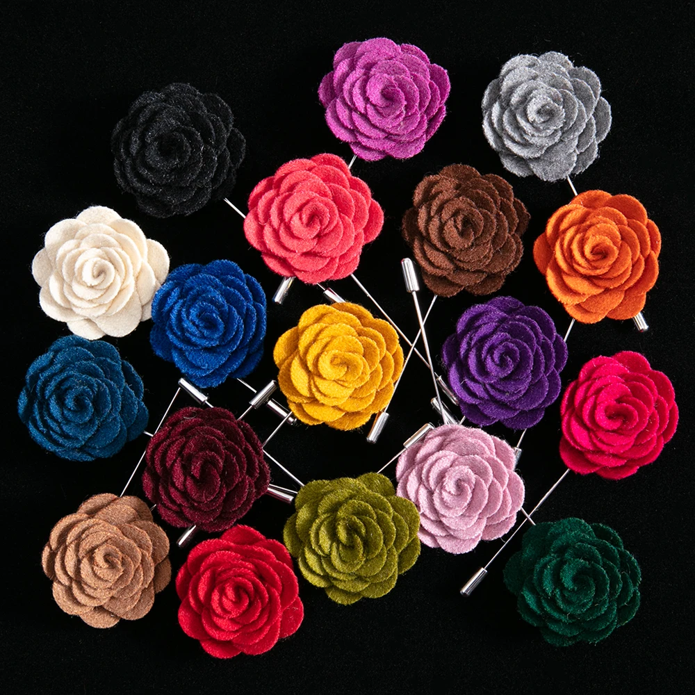 HOT Handmade Flower Brooch Pin Solid Velvet Cloth Fabric Flower Lapel X