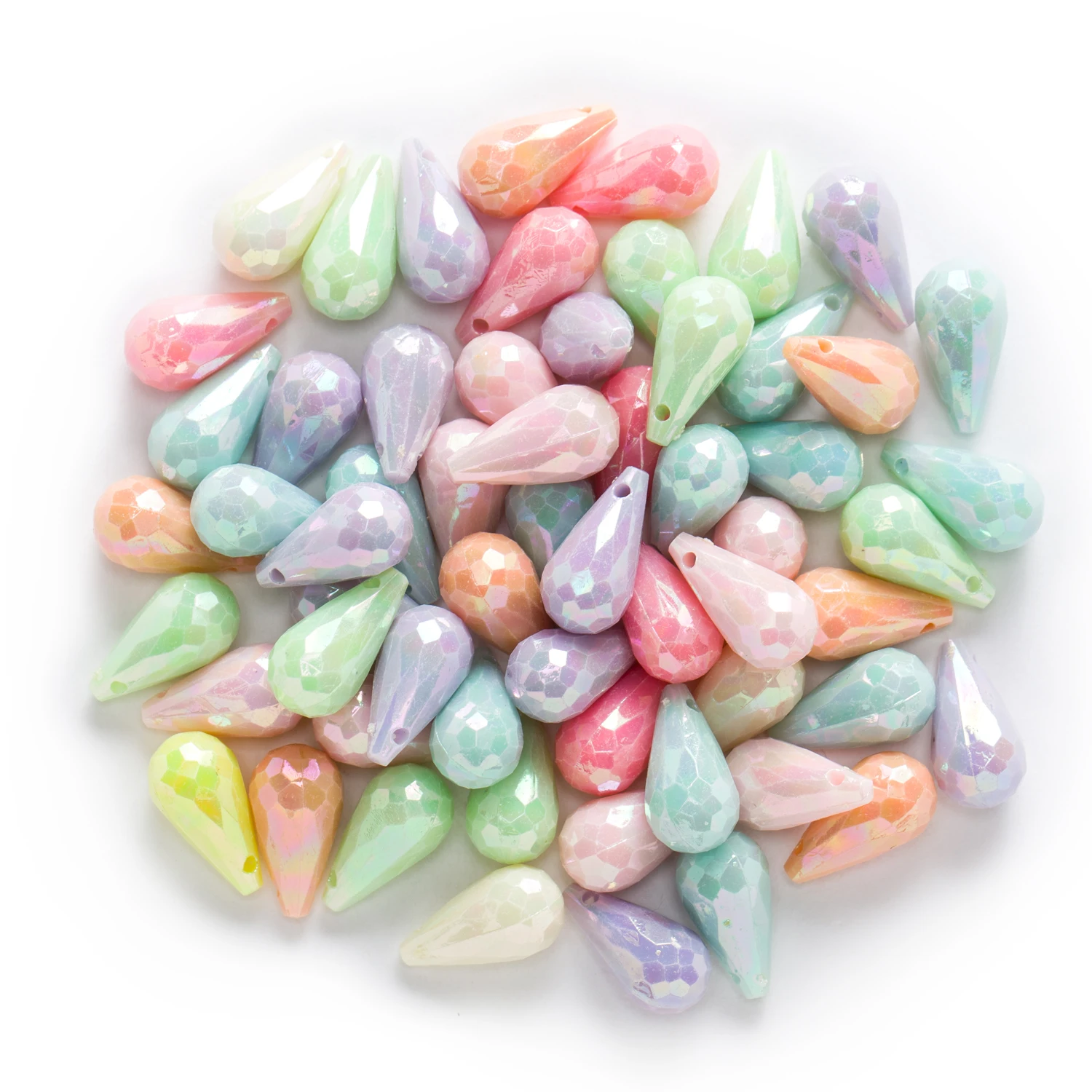 

50 Piece Random Mixed Waterdrop Acrylic Findings Jewelry Making Spacer Beads Women Children DIY Bracelet Necklace 18x10mm