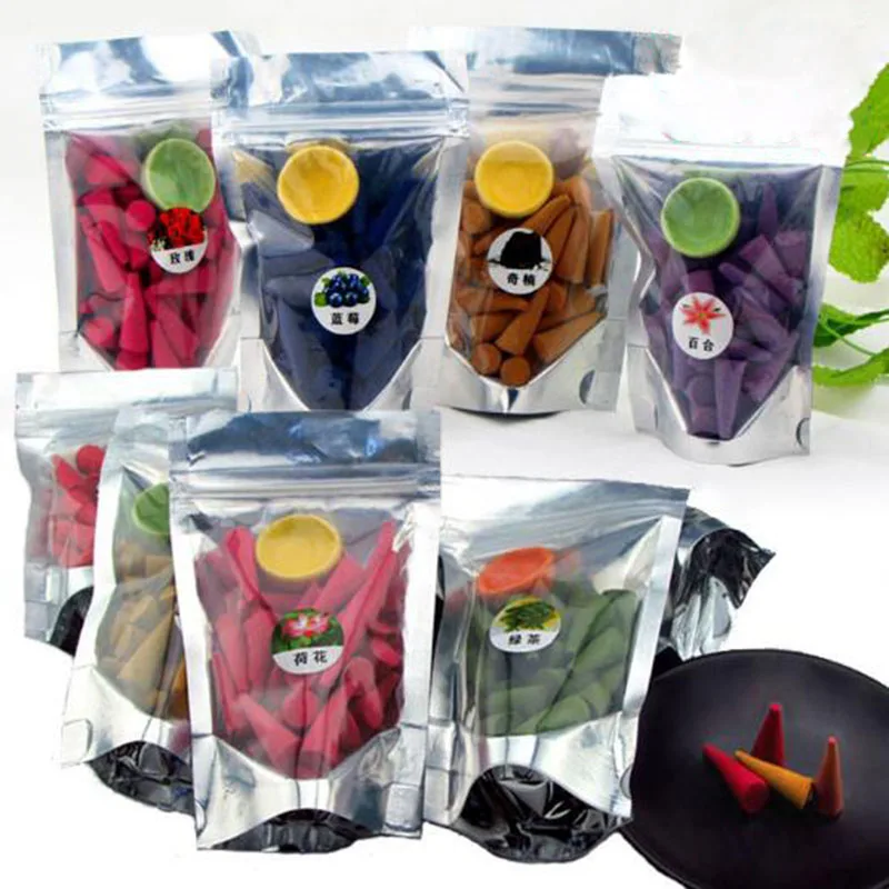 

Natural Tower Incense with Incense Holder Dish Thailand Aromatherapy Incense Fresh Air Many Kind Flavor Fragrance Spice for Home