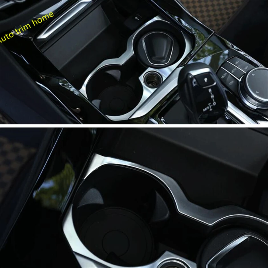 Abs Pearl Chrome Front Seat Water Cup Holder Frame Decoration Cover