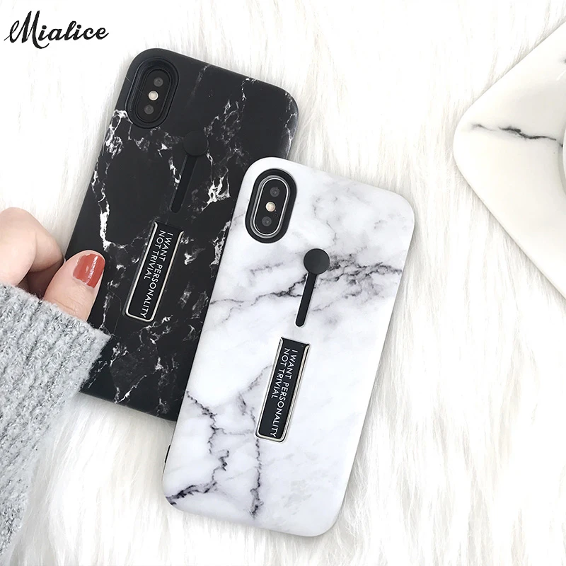Простой Мраморный Soild чехол для iPhone X 8 plus 7 s 6 6s 6plus Золотой Серебряный палец кольцо