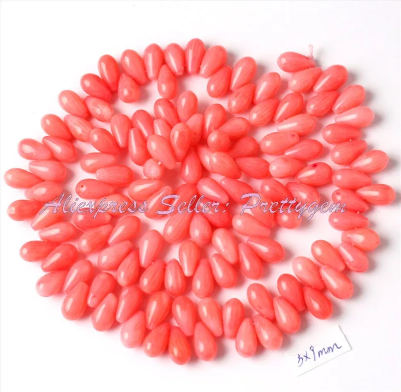 5x9 мм Гладкие каплевидные коралловые бусины натуральный камень бусины для DIY ожерелья браслеты Eaaring Pandant ювелирных изделий 1" - Цвет: Pink