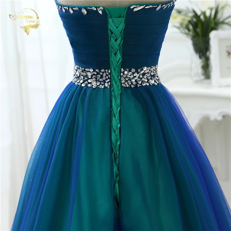 A-line Long Sweetheart Tulle Beading Prom Dress