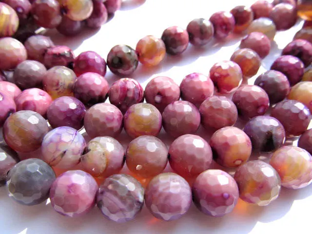 2strands 8-12mm fire agate bead round ball purple rose multicolor jewelry beads | Украшения и аксессуары