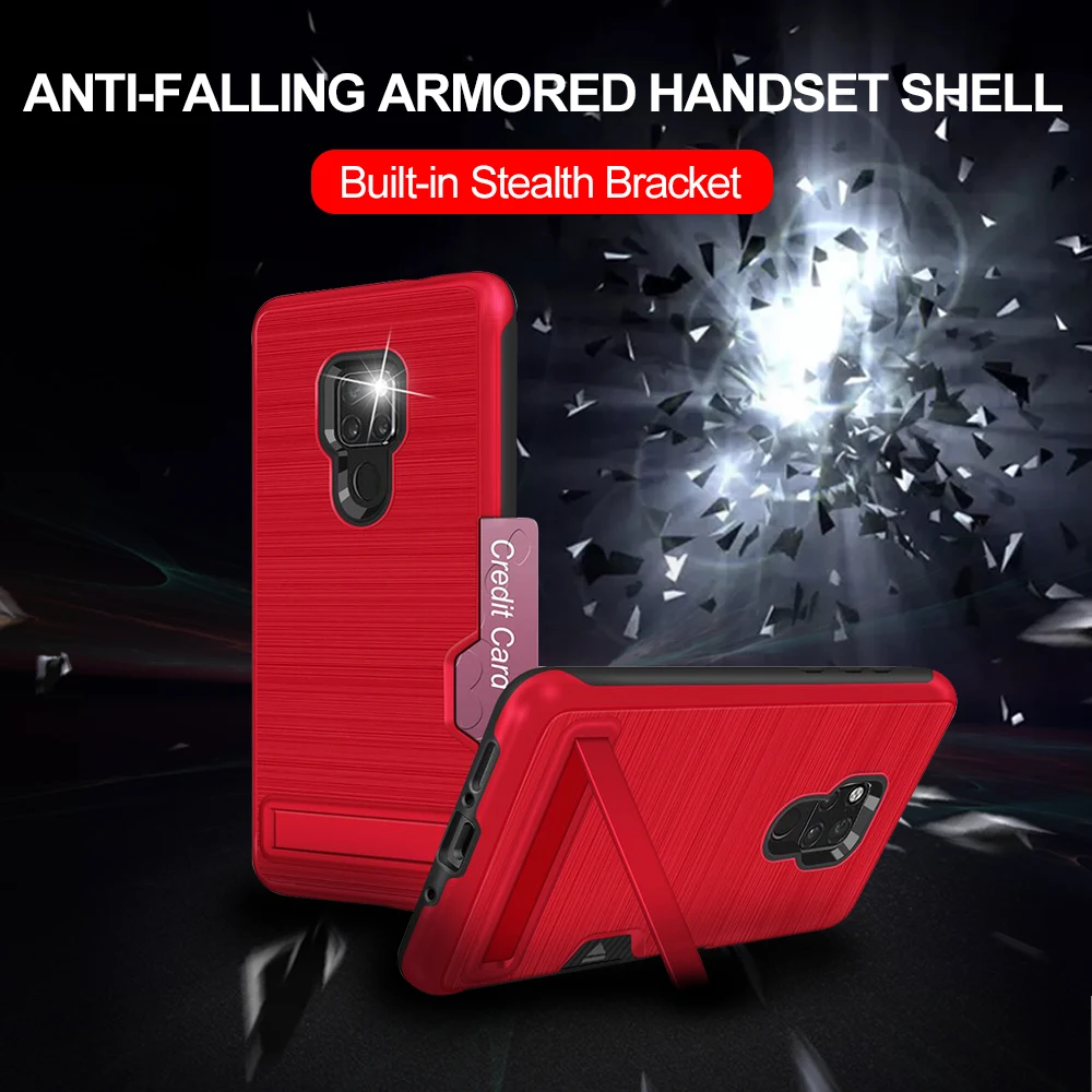 

FastDeng shockproof with card slot phone case for Huawei Mate20 Soft TPU+hard PC burushed mobile phone case for Huawei Mate20pro