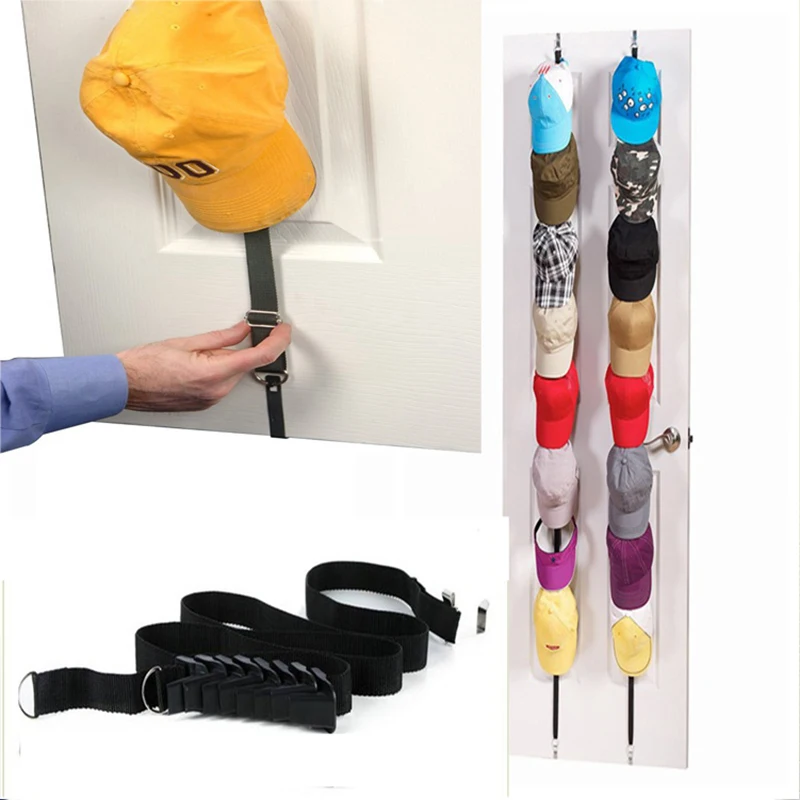 cheap Cap Rack Hat Clothes Bag Organizer Hanging Holder Over Door Straps With Hook Clothing Holder Organizer Door Accessory