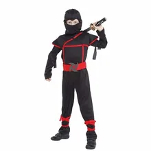 Children Super handsome Boy Kids black ninja warrior costumes Halloween Christmas Day New Year Purim party