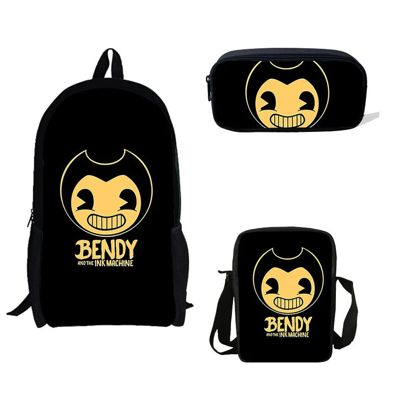 

16-inch Cool Cartoon Bendy Set Print School Bag Set For Teenager Boys Mini Shoulder Backpack Girls Pencil Bags