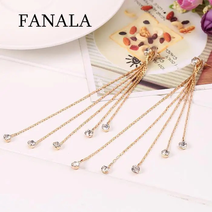 

Chain Rhinestones Long Women Tassel Drop Dangle Earrings Fashion Party Jewelry