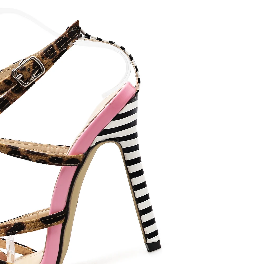 Женские босоножки на шпильке с перекрестными ремешками на высоком каблуке 11,5 см; туфли с открытым носком для свадебной вечеринки; пикантные женские туфли-лодочки с леопардовым принтом; цвет желтый, розовый