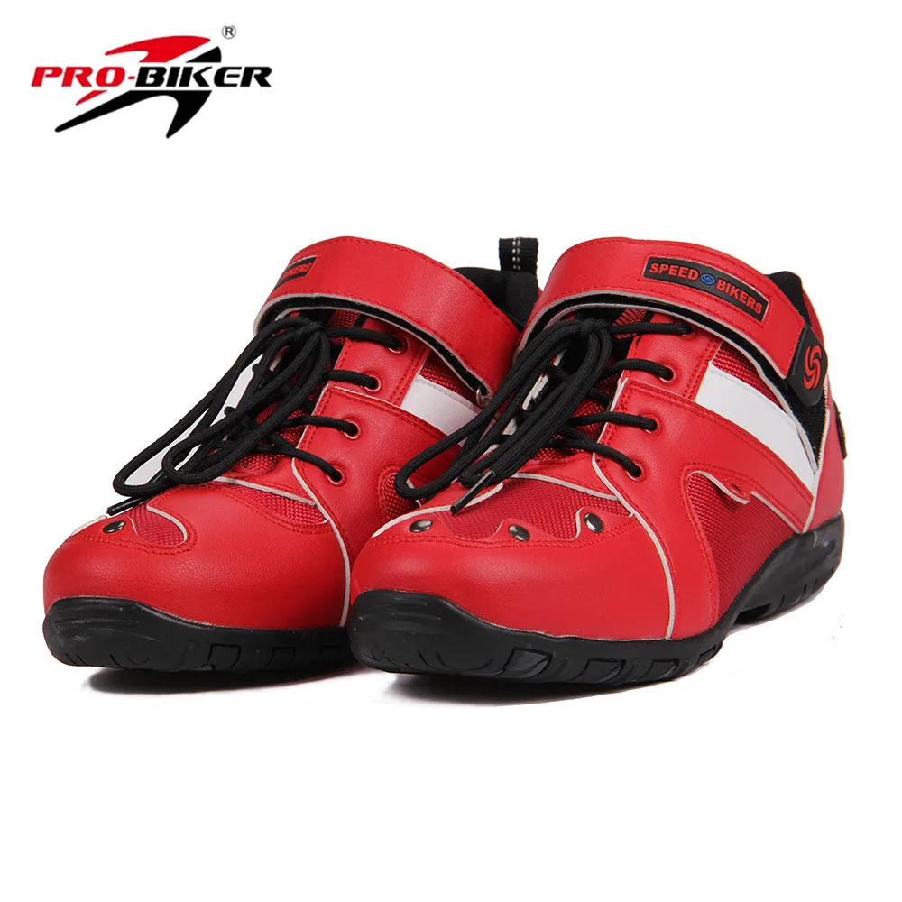 

PRO-BIKER Motorcycle Boots Men Speed Red Color Ankle Motorcycle Shoes Motorbike Riding Sport Road SPEED Men Women