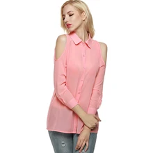 Frío Hombro Camisa de Manga Larga de Las Mujeres Blusa Femenina Femininas Top Ropa Ropa Chemise Femme Señora Túnica Femenina Otoño 2016