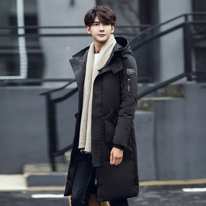 B Hooded Long Winter Duck Down Parkas Men Casual Clothing Outwear Down Jackets Male Thick Fashion Puffer Jacket plus size 3XL  