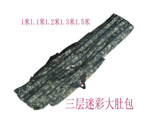 

Camouflage 1.3m 1.5m Double layer three layer Big belly fishing tackle bag Fishing bag for lure