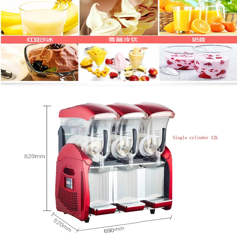 New type 3 tank smoothies machine 12L*3 snow melting machine slush machine