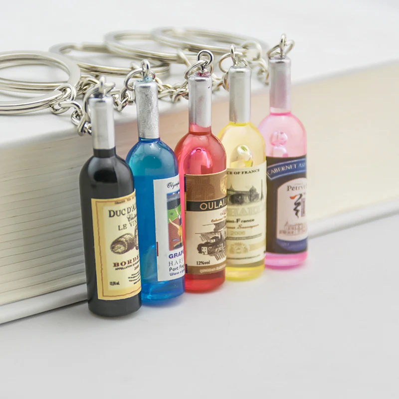 

5X/lot wine bottle Keychain Grape Wine Bottle Charm Key Ring Colorful Lover Key Chain Souvenirs Valentine's Day gift