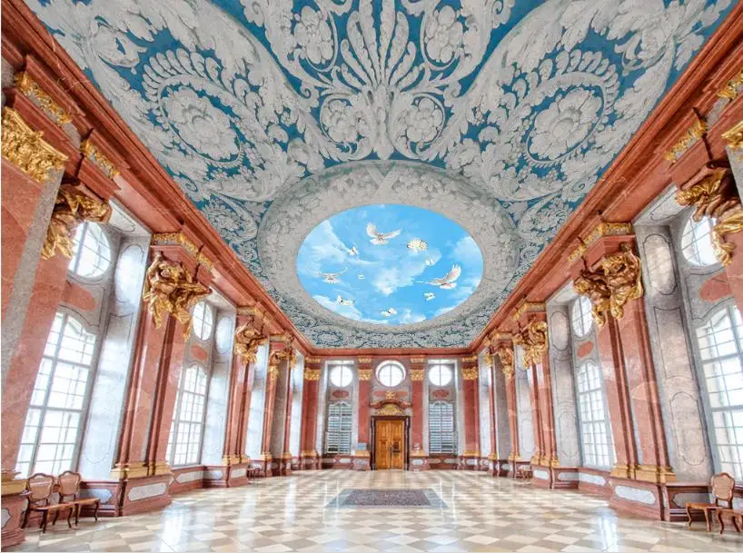 Modern Ceiling 3d Wall Paper Bathroom Walls Relief Blue Sky And